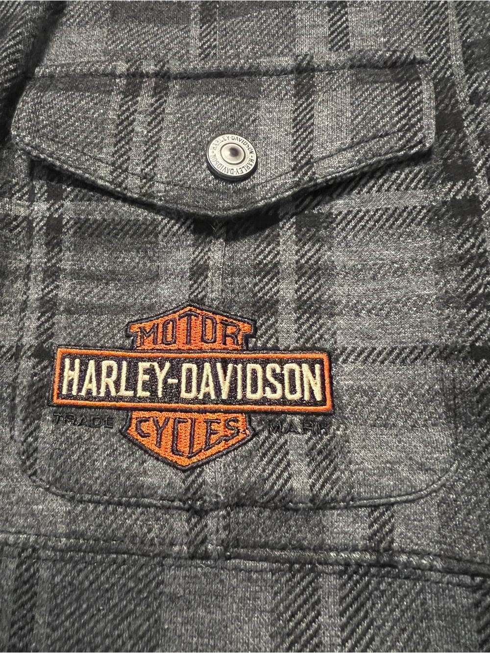 Vintage Harley-Davidson Woman’s Small, gray plaid cropped jacket, Y2K, excellent - Picture 6 of 16